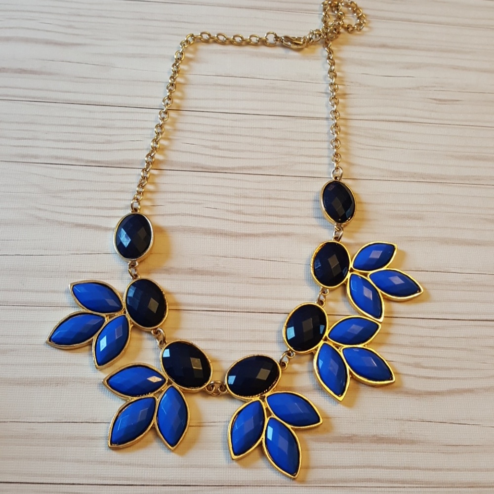Gold and blue statement necklace